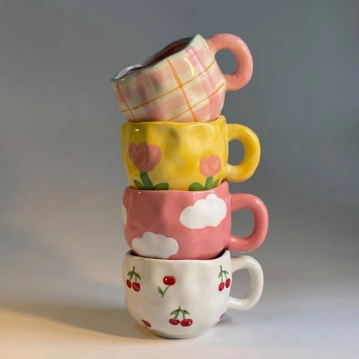 Aesthetic Chunky Ceramic Mug/ Cangkir Keramik Motif Lucu